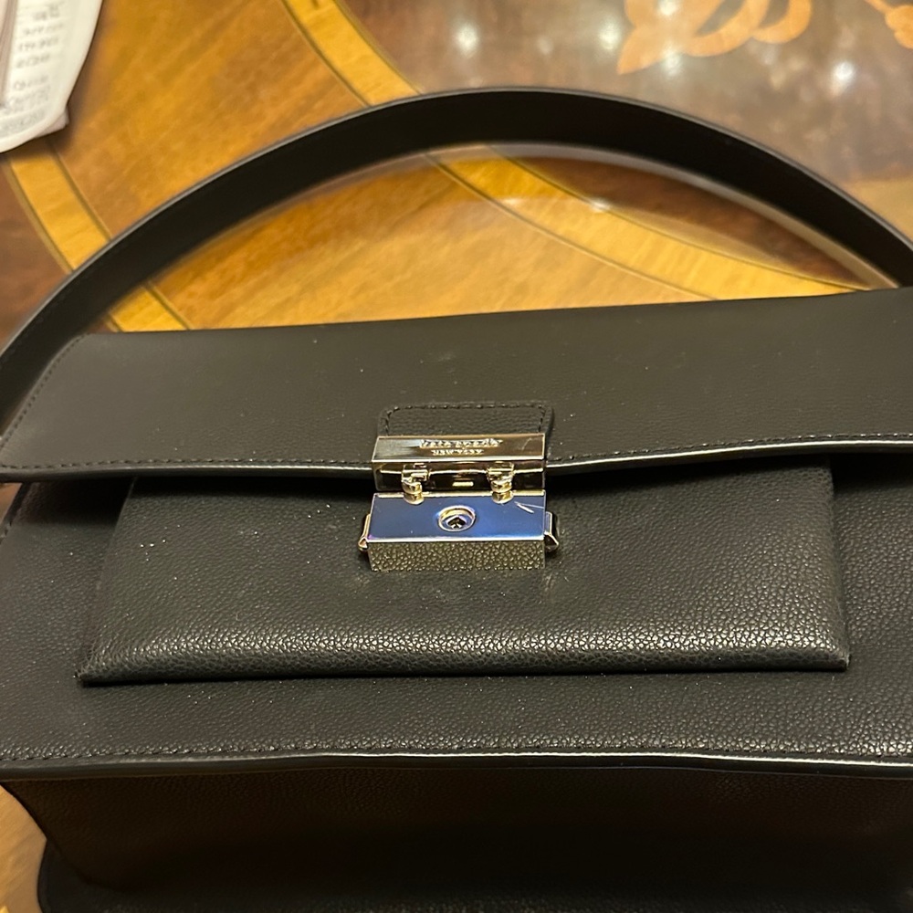 kate spade Black Leather Shoulder Bag with Silver Lock